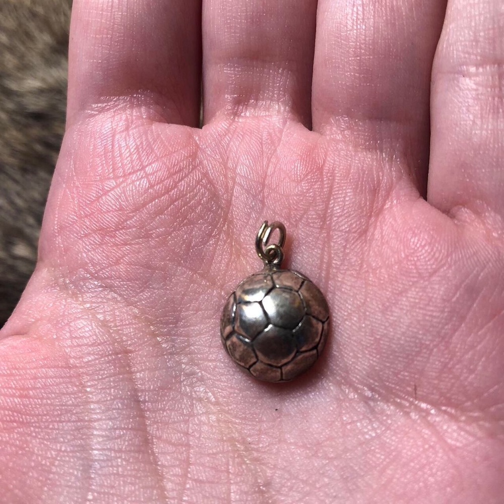 Vintage sterling silver half dome soccer ball pendant